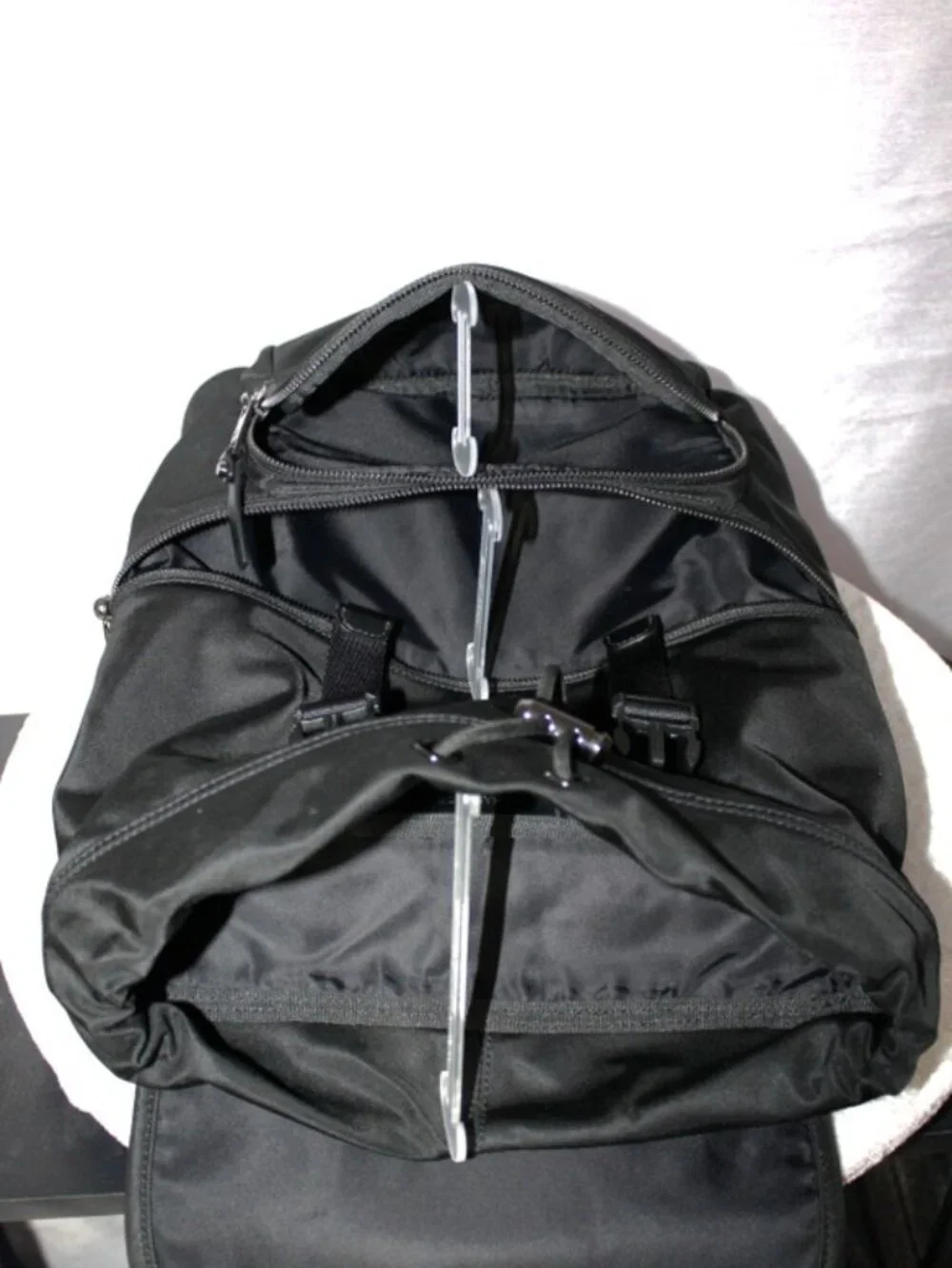 Michael Kors Black Nylon Backpack Logo Strap Buckle Drawstring Travel Bag